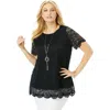 Jessica London Stretch Lace Tunic In Black