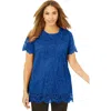 Jessica London Stretch Lace Tunic In Blue