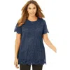 Jessica London Stretch Lace Tunic In Blue