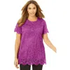 Jessica London Stretch Lace Tunic In Purple