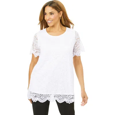 Jessica London Stretch Lace Tunic In White