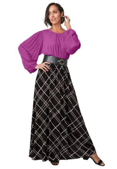 Jessica London Stretch Pleated Sleeve Top In Purple