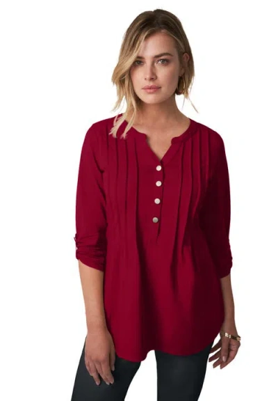 Jessica London Stretch Pleated Tunic In Brown