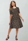 Jessica London Stretch Ponte Flare Dress In Animal Print