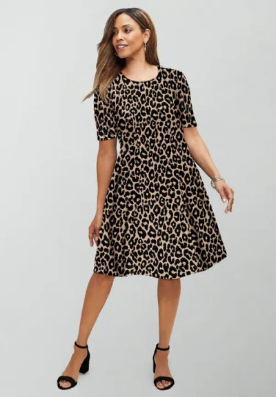 Jessica London Stretch Ponte Flare Dress In Animal Print