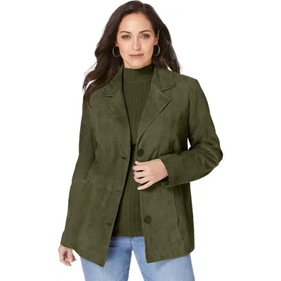 Jessica London Suede Blazer In Metallic