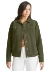 Jessica London Suede Jean Jacket In Green