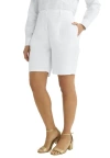 Jessica London Comfort Waist Stretch Denim Bermuda Short In White