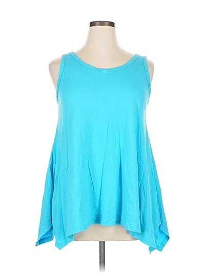 Pre-owned Jessica London Tank Top Blue Halter Neckline Tops