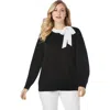 Jessica London Tie-neck Sweater In Black