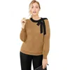 Jessica London Tie-neck Sweater In Brown