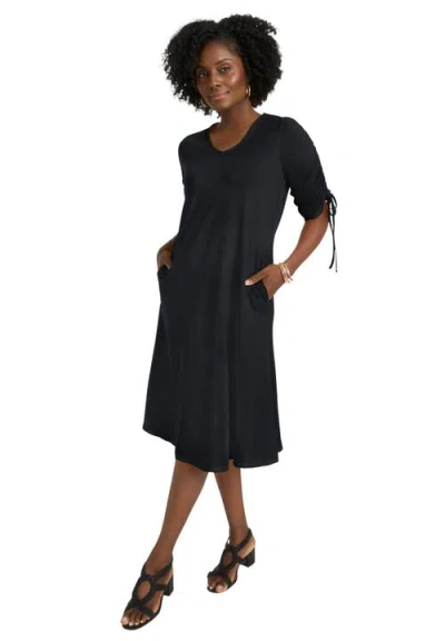 Jessica London Tie Sleeve Midi Dress In Black