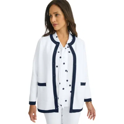 Jessica London Tipped Boxy Cardigan In Multi