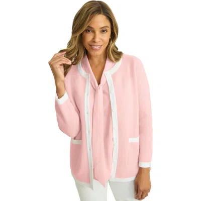 Jessica London Tipped Boxy Cardigan In Pink
