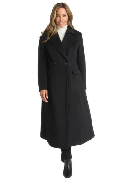 Jessica London Trapeze Wool-blend Coat In Black