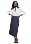 Jessica London True Fit Stretch Denim Midi Skirt In Black