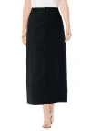 Jessica London True Fit Stretch Denim Midi Skirt In Black