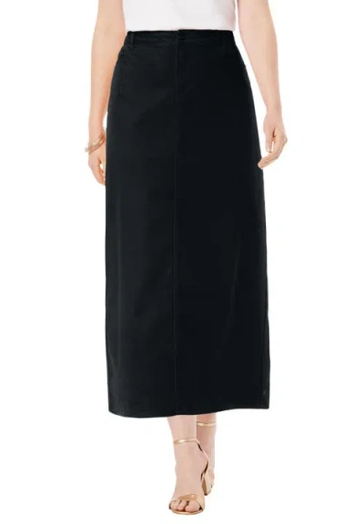 Jessica London True Fit Stretch Denim Midi Skirt In Black