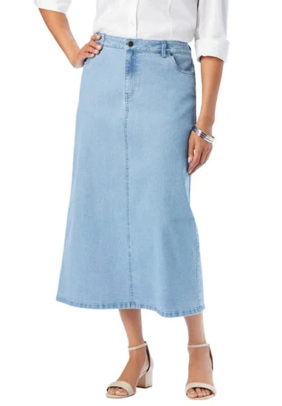 Jessica London True Fit Stretch Denim Midi Skirt In Blue