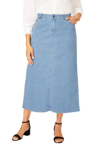 Jessica London True Fit Stretch Denim Midi Skirt In Blue