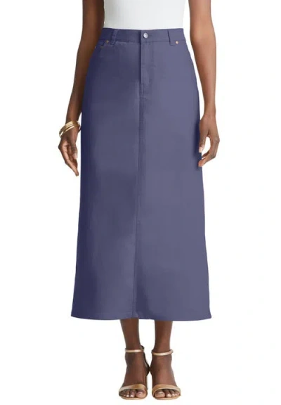Jessica London True Fit Stretch Denim Midi Skirt In Blue