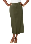 Jessica London True Fit Stretch Denim Midi Skirt In Green