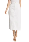 Jessica London True Fit Stretch Denim Midi Skirt In White