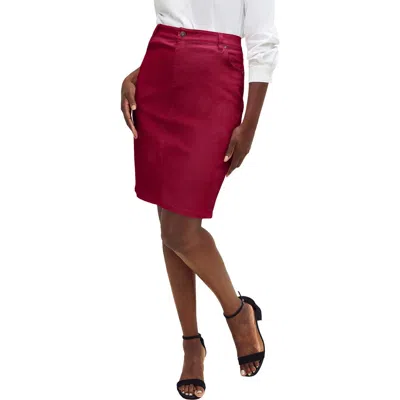 Jessica London True Fit Stretch Denim Short Skirt In Red