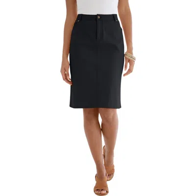 Jessica London True Fit Stretch Denim Short Skirt In Black