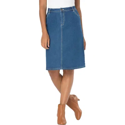Jessica London True Fit Stretch Denim Short Skirt In Blue