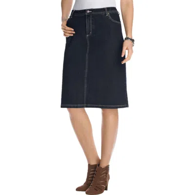 Jessica London True Fit Stretch Denim Short Skirt In Blue