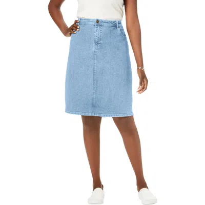 Jessica London True Fit Stretch Denim Short Skirt In Brown