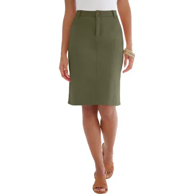 Jessica London True Fit Stretch Denim Short Skirt In Brown