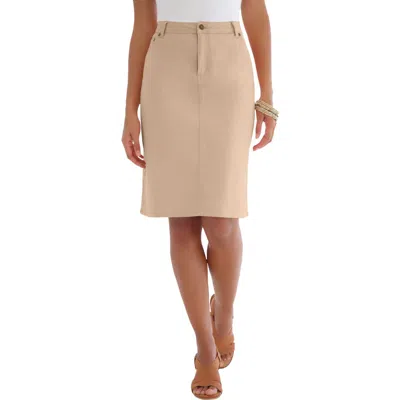 Jessica London True Fit Stretch Denim Short Skirt In Neutral