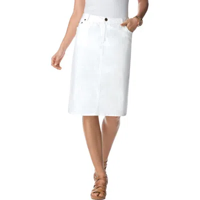 Jessica London True Fit Stretch Denim Short Skirt In White
