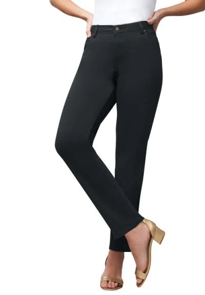 Jessica London True Fit Stretch Denim Straight Leg Jean In Black