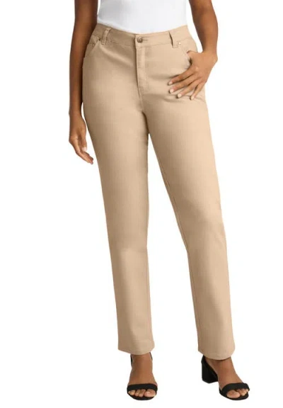 Jessica London True Fit Stretch Denim Straight Leg Jean In Brown