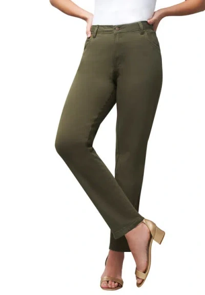 Jessica London True Fit Stretch Denim Straight Leg Jean In Green