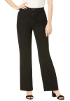 Jessica London True Fit Stretch Denim Wide Leg Jean In Black