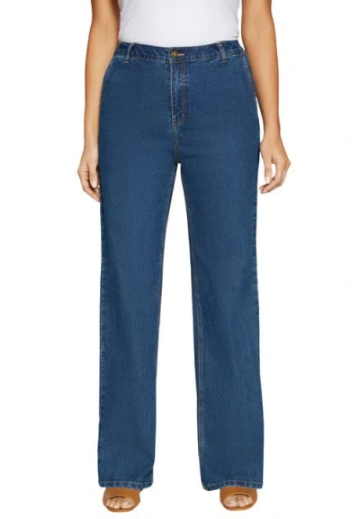 Jessica London True Fit Stretch Denim Wide Leg Jean In Blue