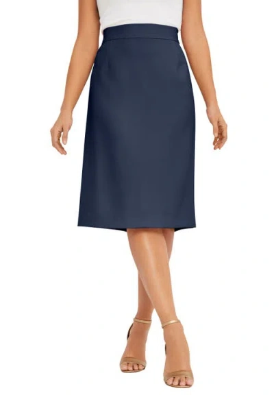 Jessica London Tummy Control Bi-stretch Pencil Skirt In Blue