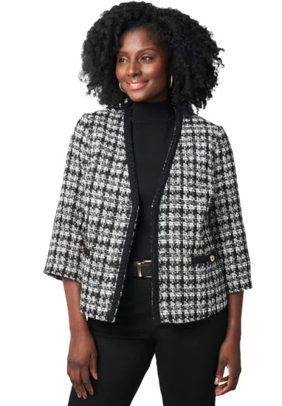 Jessica London Tweed V-neck Jacket In Pattern