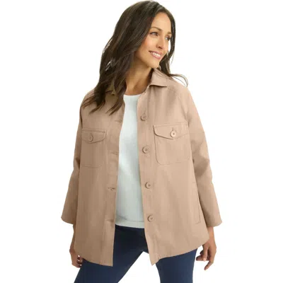 Jessica London Twill Swing Jacket In Brown