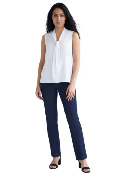 Jessica London Uptown Sleeveless Tie-neck Blouse In White