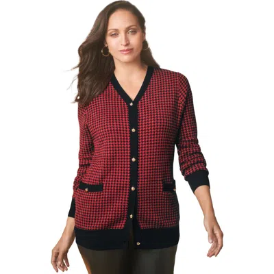 Jessica London V-neck Cardigan Sweater In Red