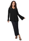 Jessica London V-neck Embellished Tunic In Black