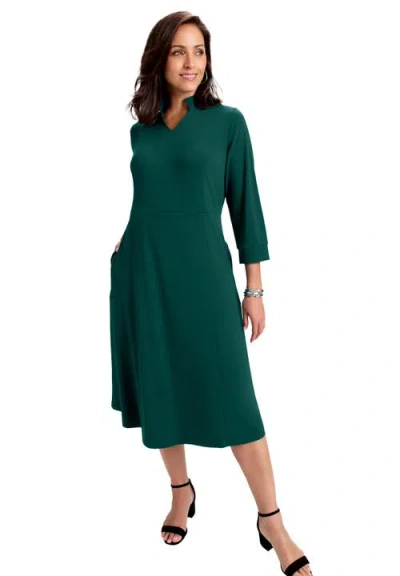 Jessica London V-neck Midi Dress In Green