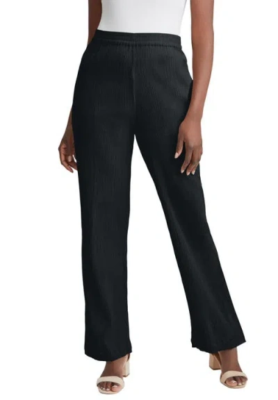 Jessica London Wide Leg Gauze Pant In Black