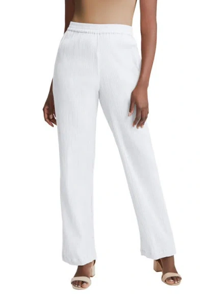 Jessica London Wide Leg Gauze Pant In White