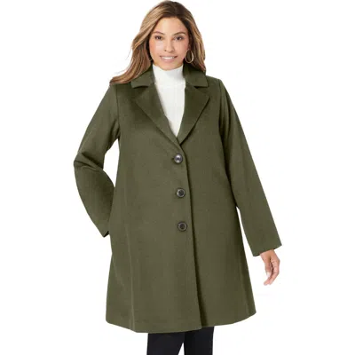 Jessica London Wool Swing Coat In Green